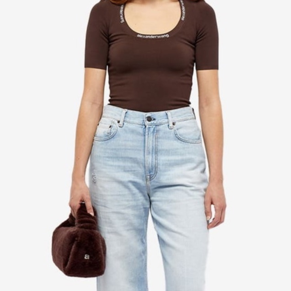 Alexander Wang scrunchie fur small bag in cola - Picture 2 of 6
